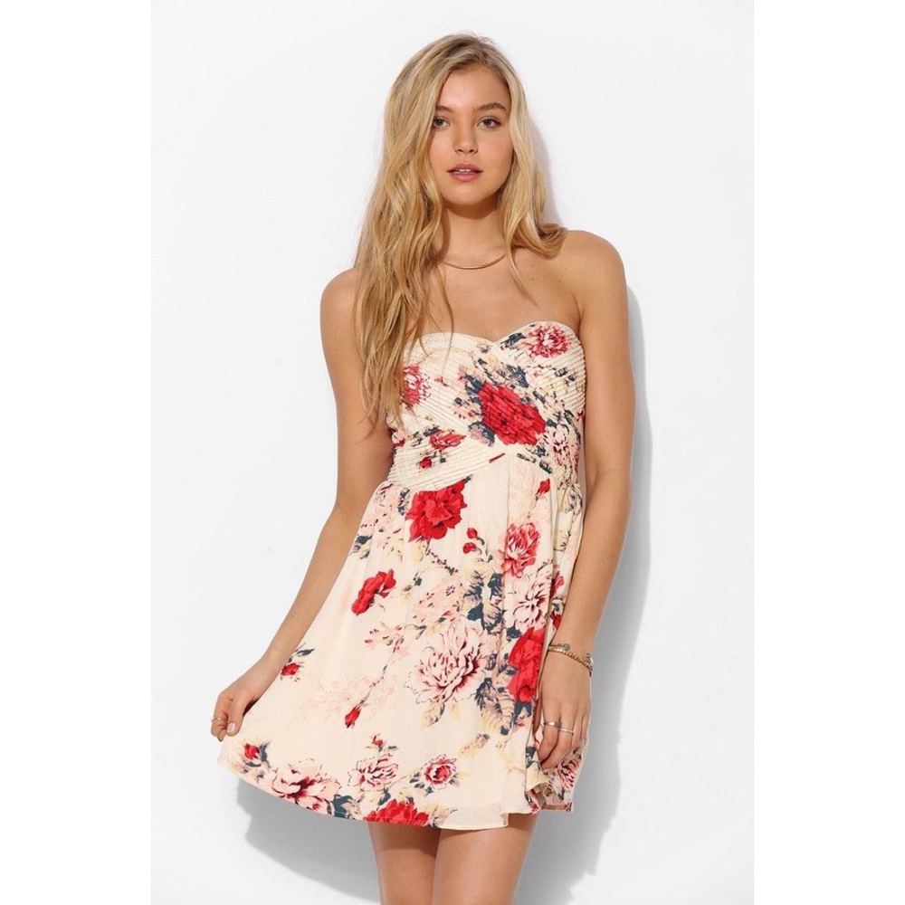 UO Floral Strapless Dress